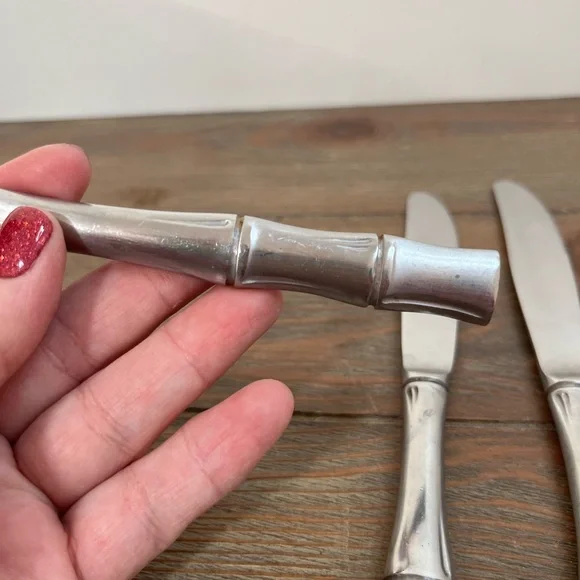 Rebacraft Reed & Barton Stainless Bamboo Flatware Oval Handle 7 Butter Knives